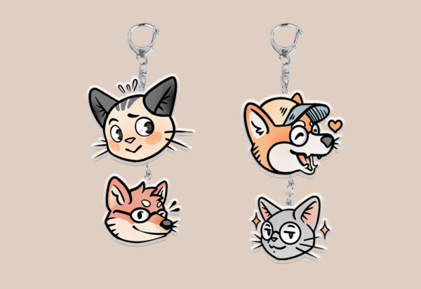 Porte-clés Shiba & Neko